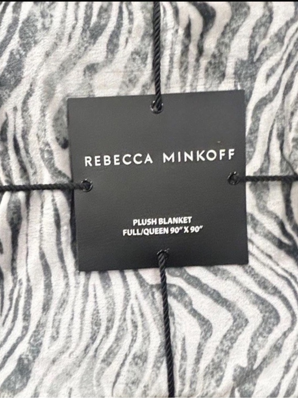 Rebecca Minkoff Full/Queen Gray and White Animal Print Plush Blanket 90”x90”